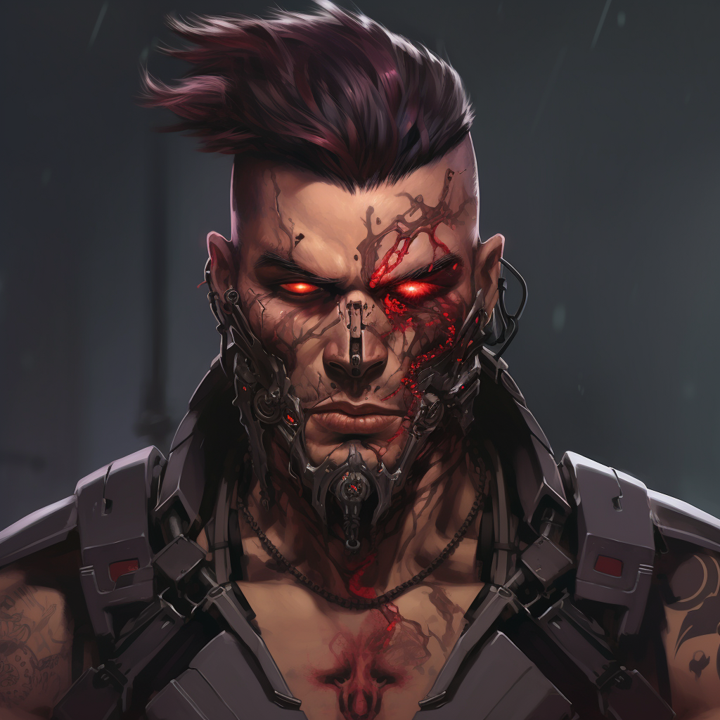 Gangster Mech Portrait Stitches Male