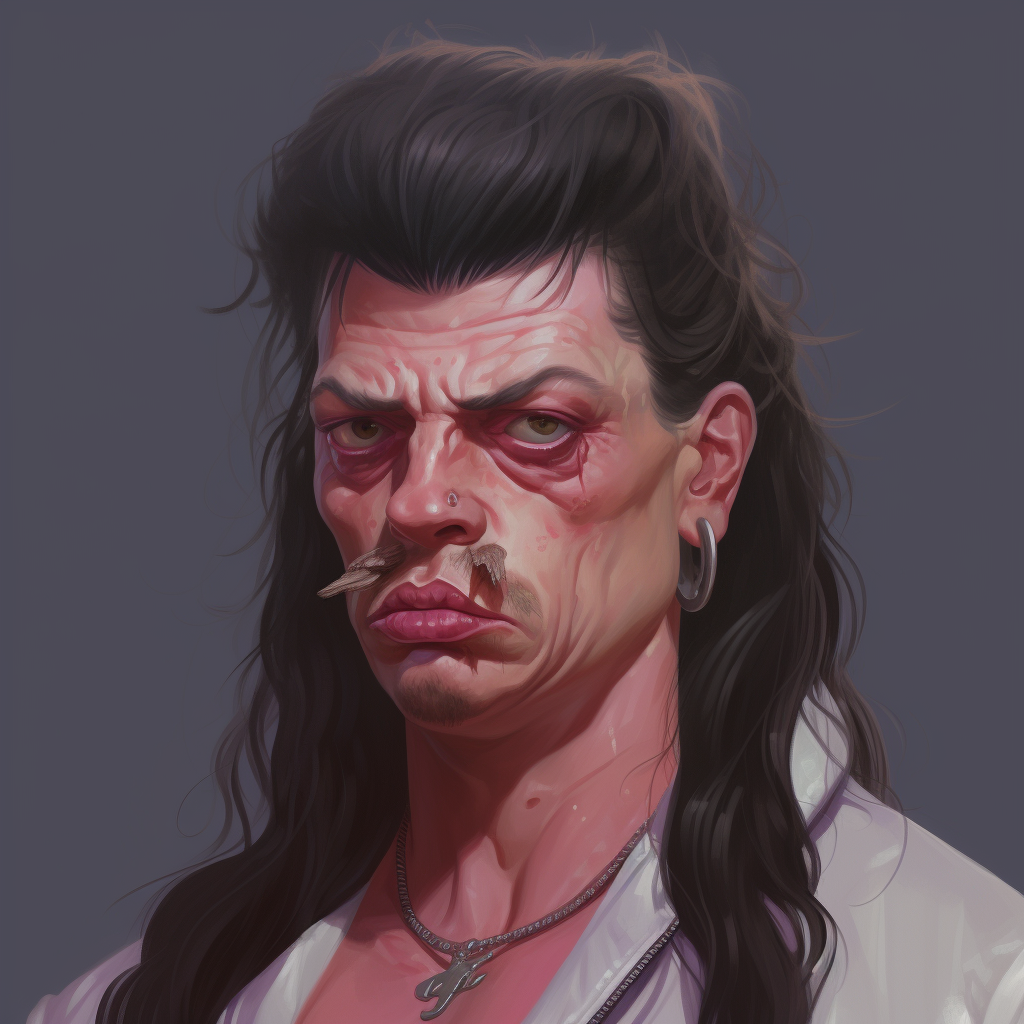 Female with gangster mullet portrait