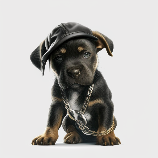 Adorable Gangster Puppy on White Background