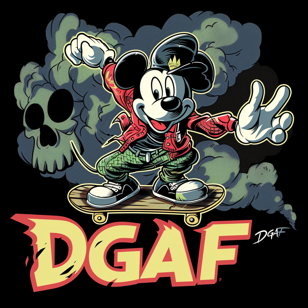 Gangster Mickey Mouse Skateboard Graphic