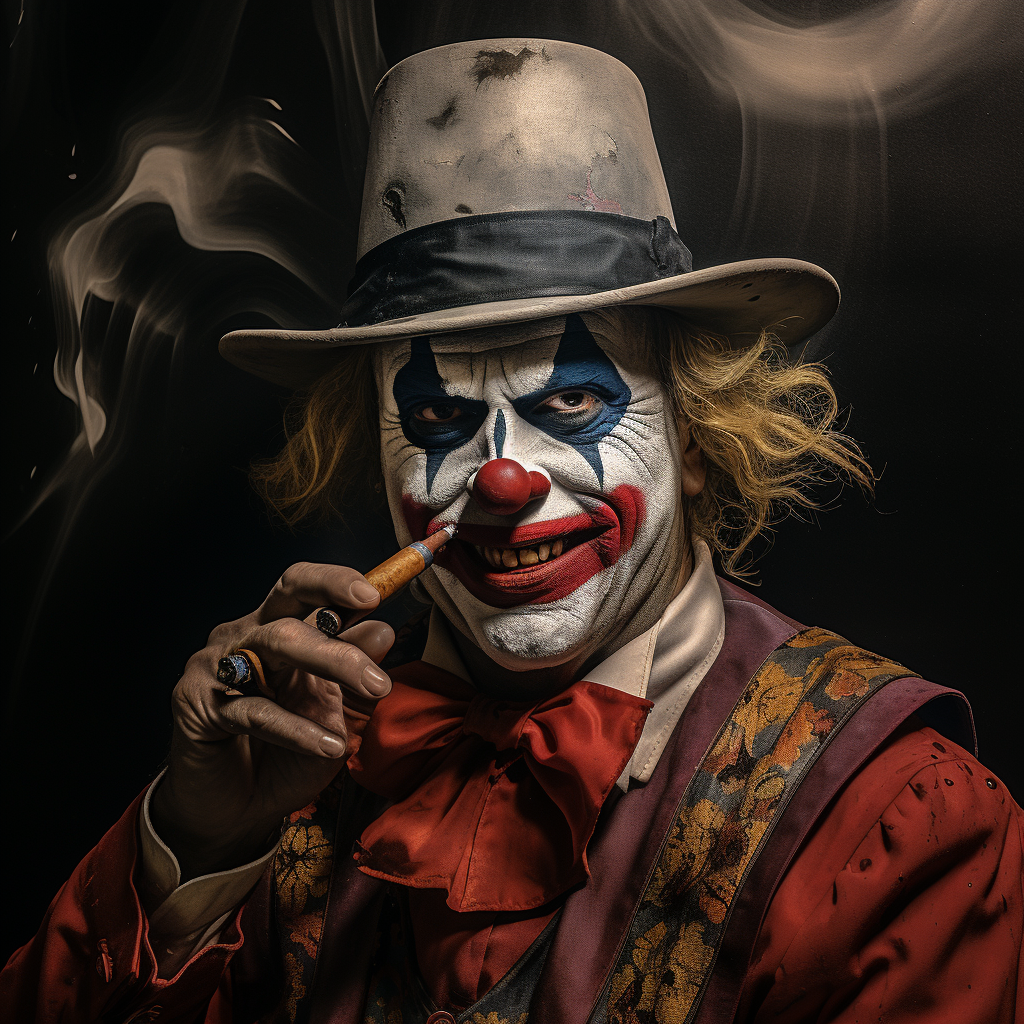 Gangster Clown Smoking a Cigar