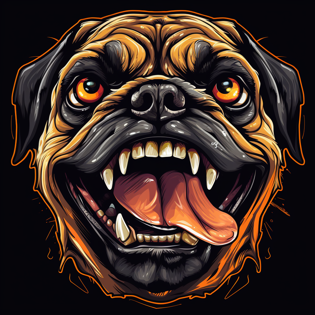 Fierce Ganster Pug with Bared Teeth