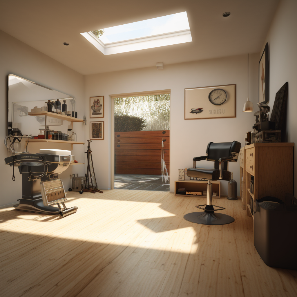 Hyperrealistic Garage Barber Shop Studio