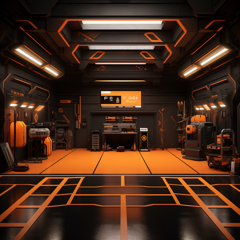 3D garage workshop colorgrading layout