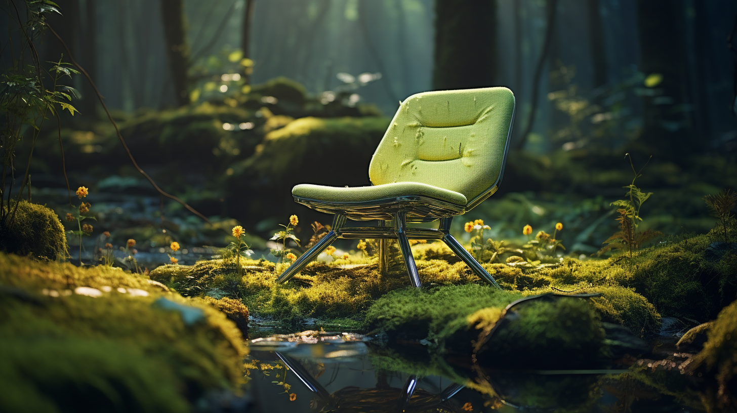 Green Moss-Covered Garden Chair