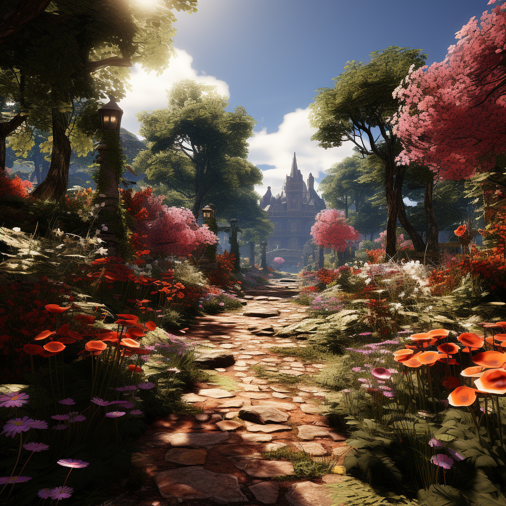 Garden flowers in video game