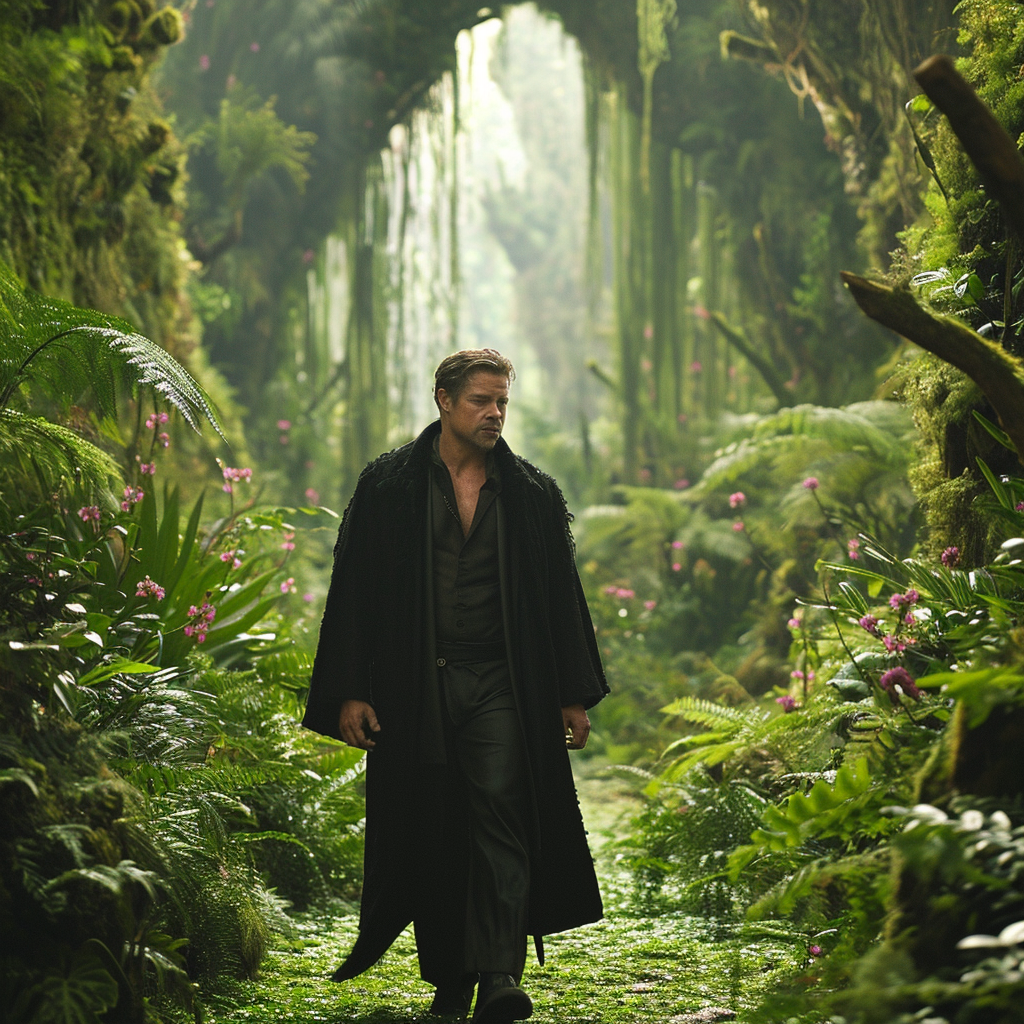 Brad Pitt exploring the enchanting Garden of Eden