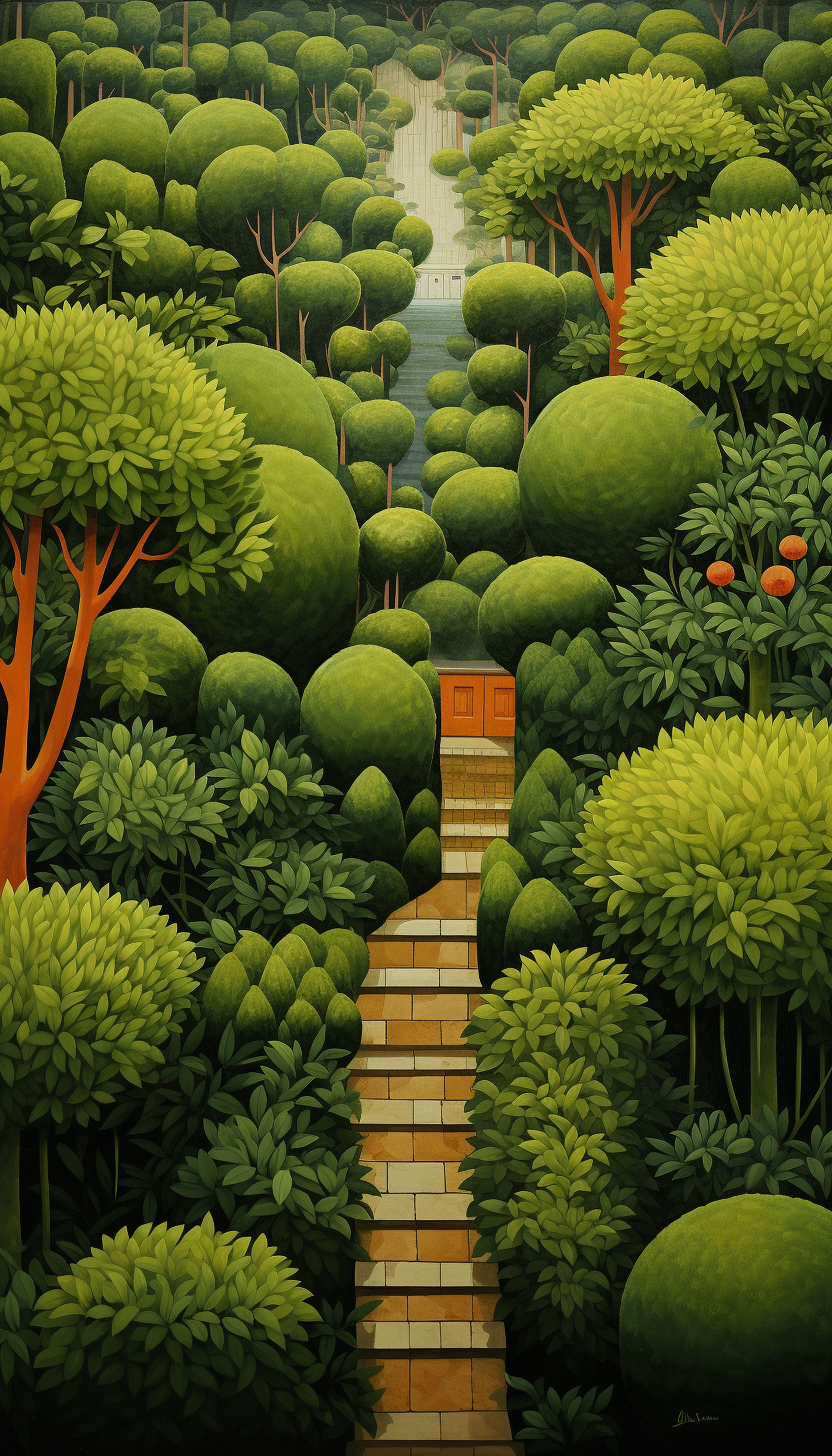 Beautiful garden scene with patterns and balance