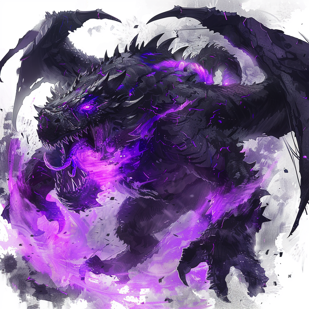 Evil powerful black dragon