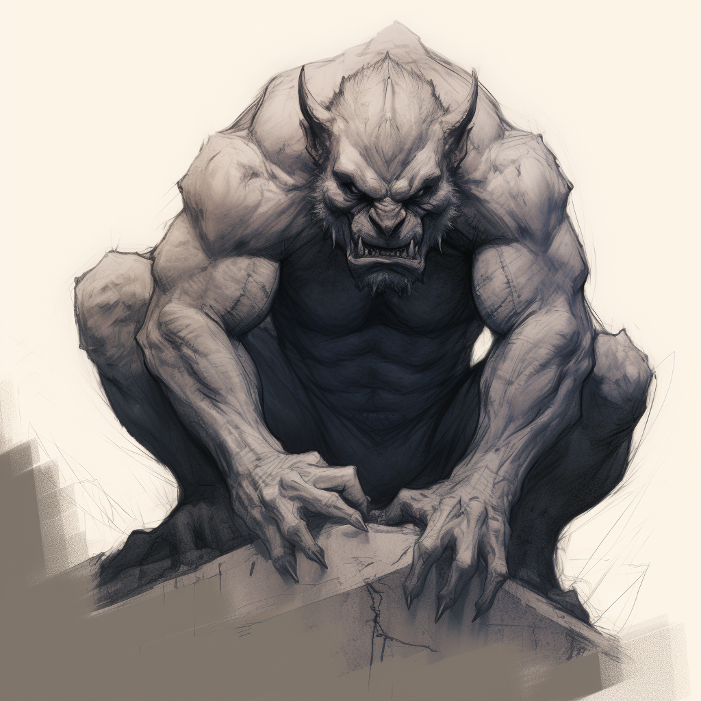 Sketchy Gargoyle in Aggressive Pose