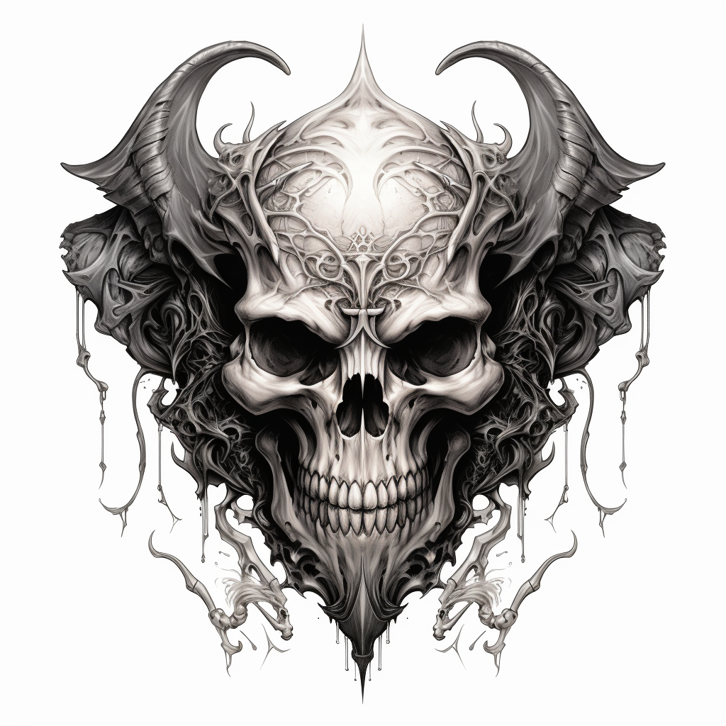 An impressive gargoyle skull tattoo design