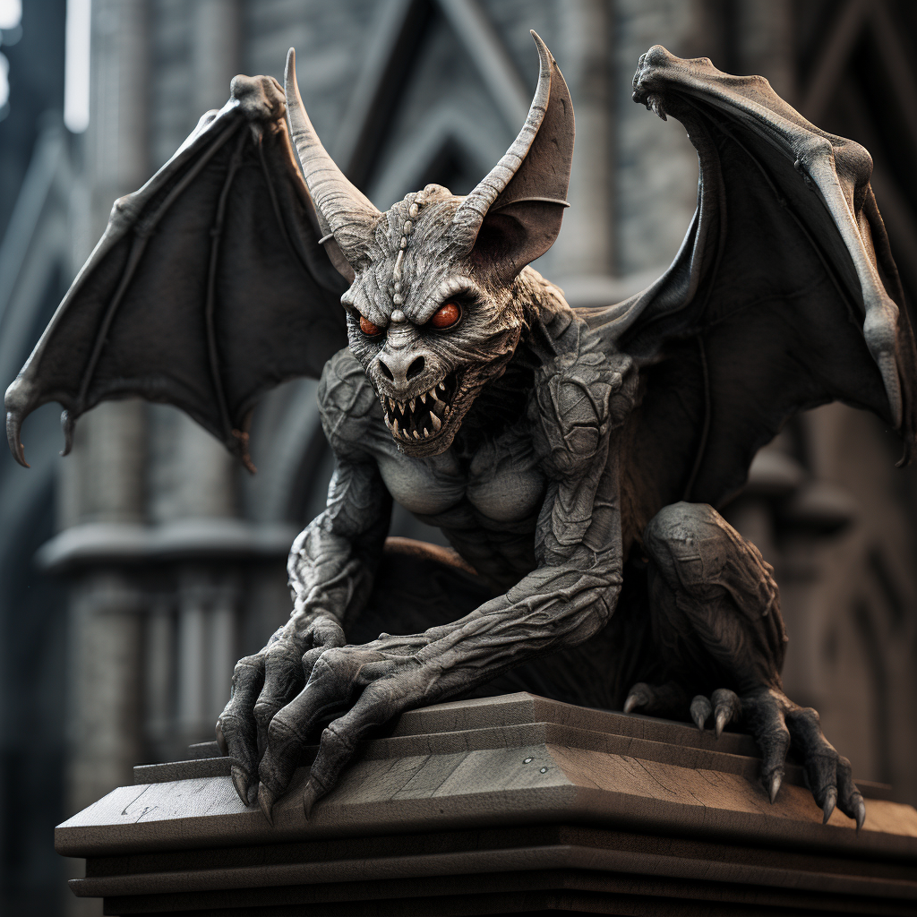 Beautiful gargoyle statue with intricate details