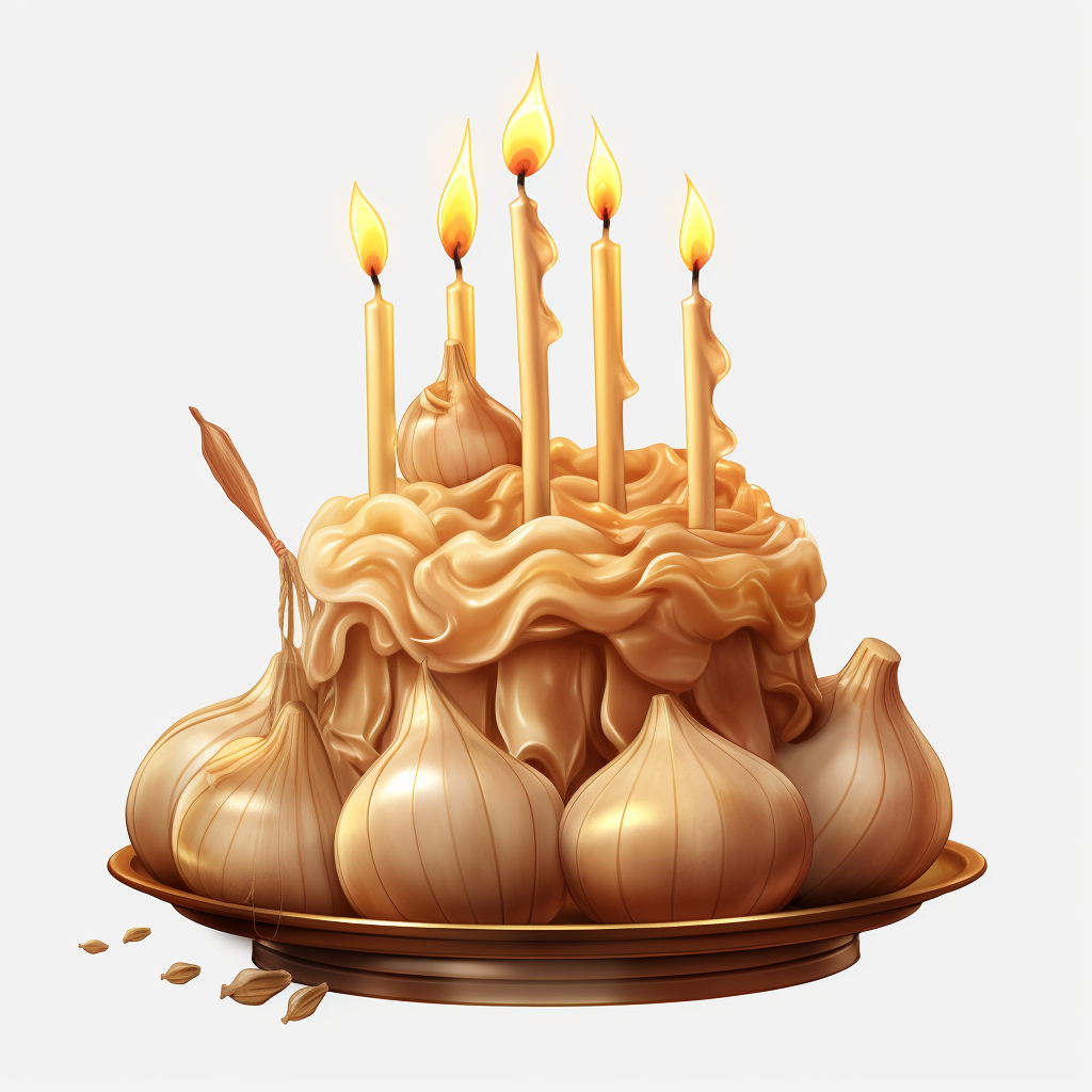 Garlic blowing out candles cartoon