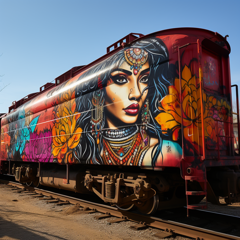 Indian princess graffiti on gas tanker train car