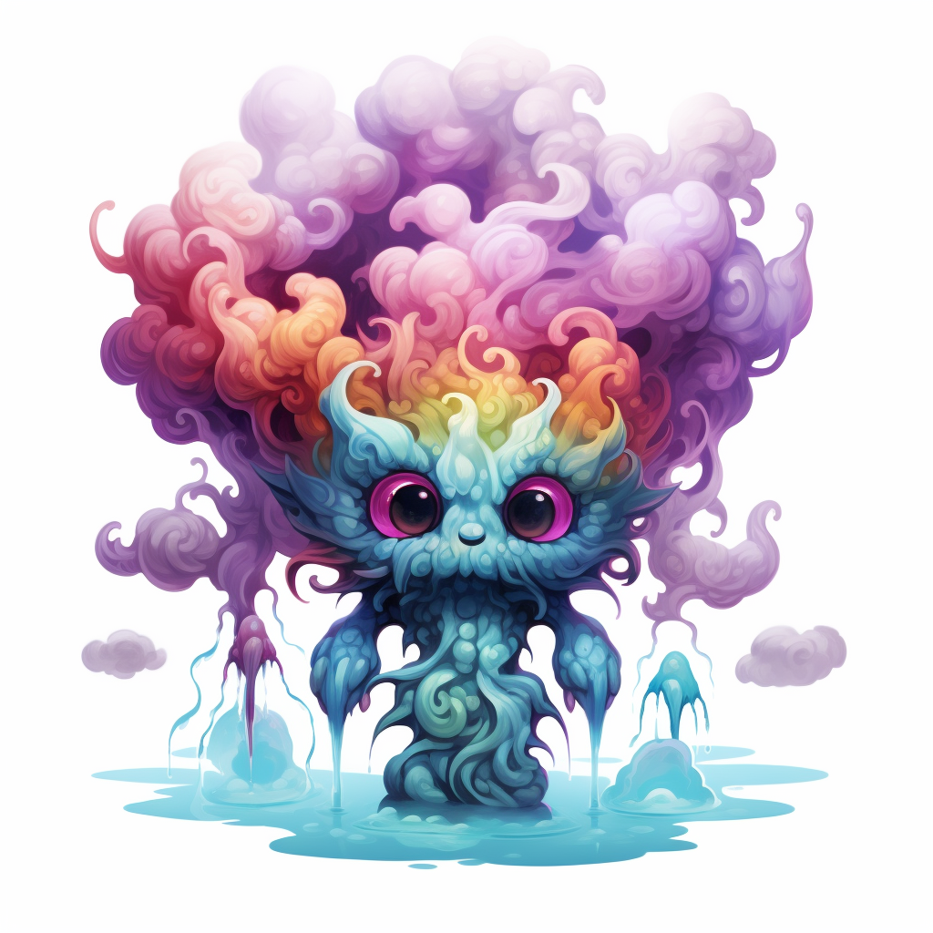 Colorful, Cute and Horrifying Gaseous Smoky Humanoid Creature