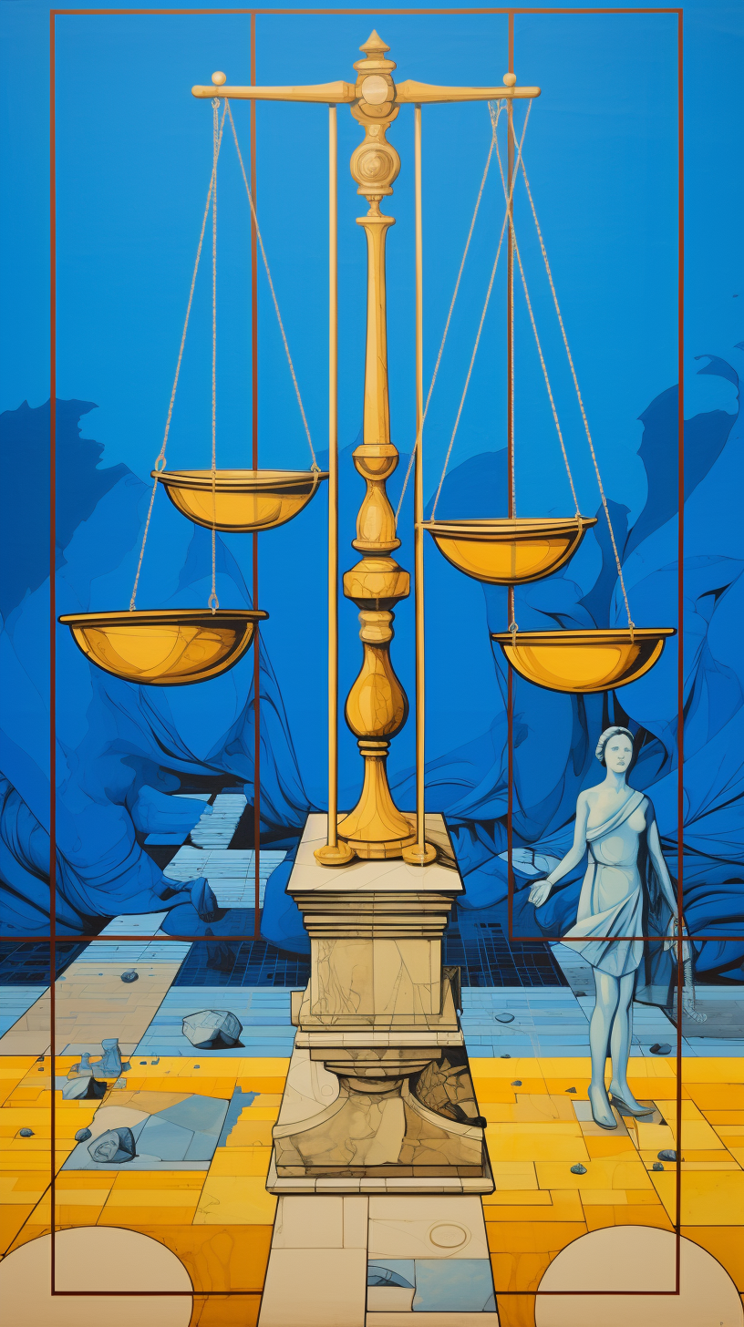 Gavel and Scales of Justice Drawing