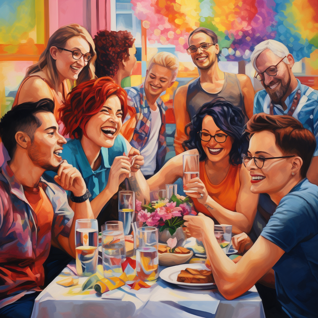 Gay brunch with diverse group