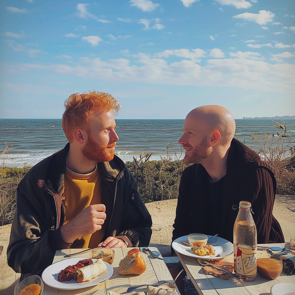 French American Lunch Conversation Image