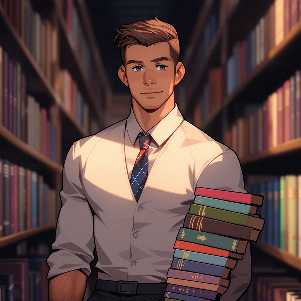 Gay Male College Professor in Library