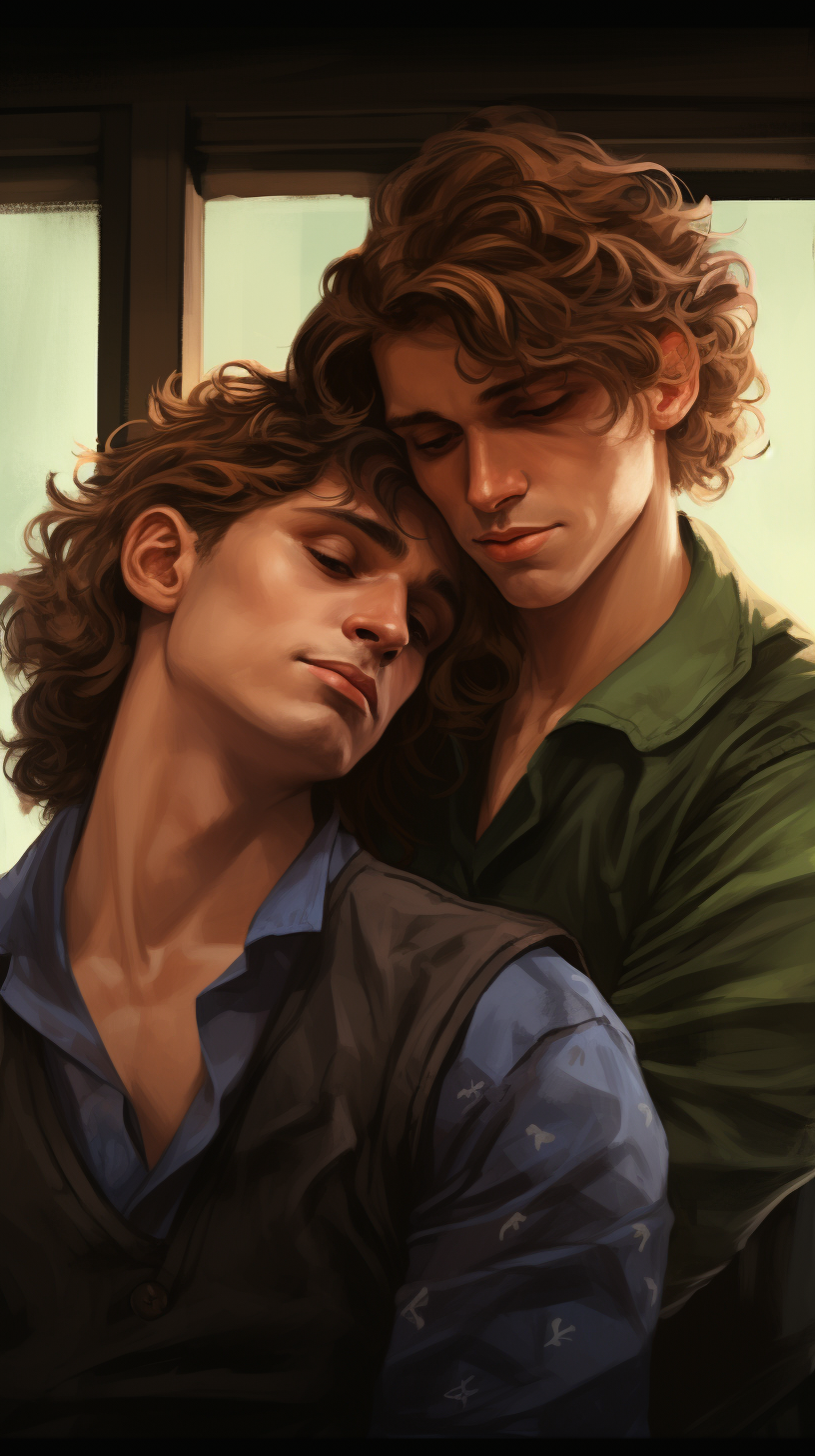 Illustration of gay men in a fantasy setting