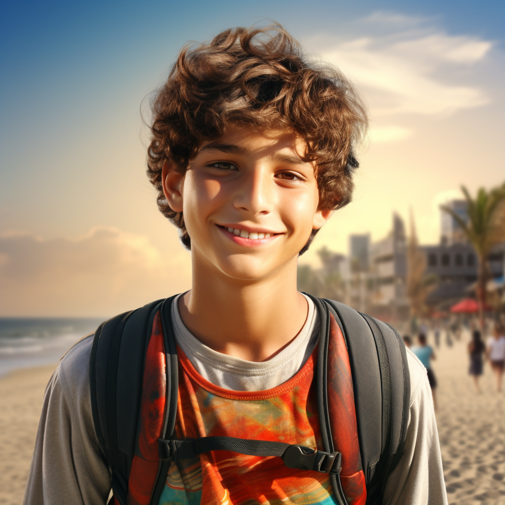 Happy boy on Gaza beach