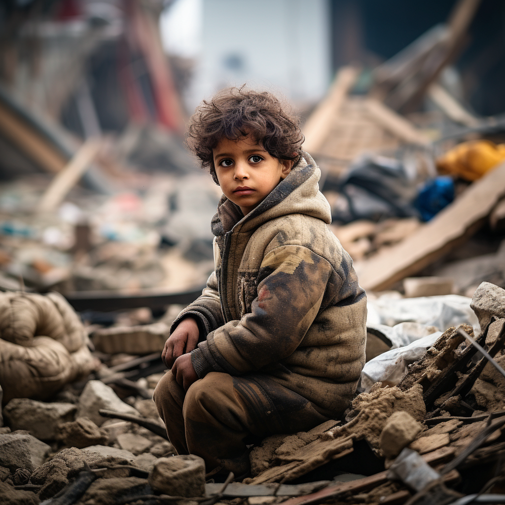 Child amidst Gaza, Israel's destruction  ?