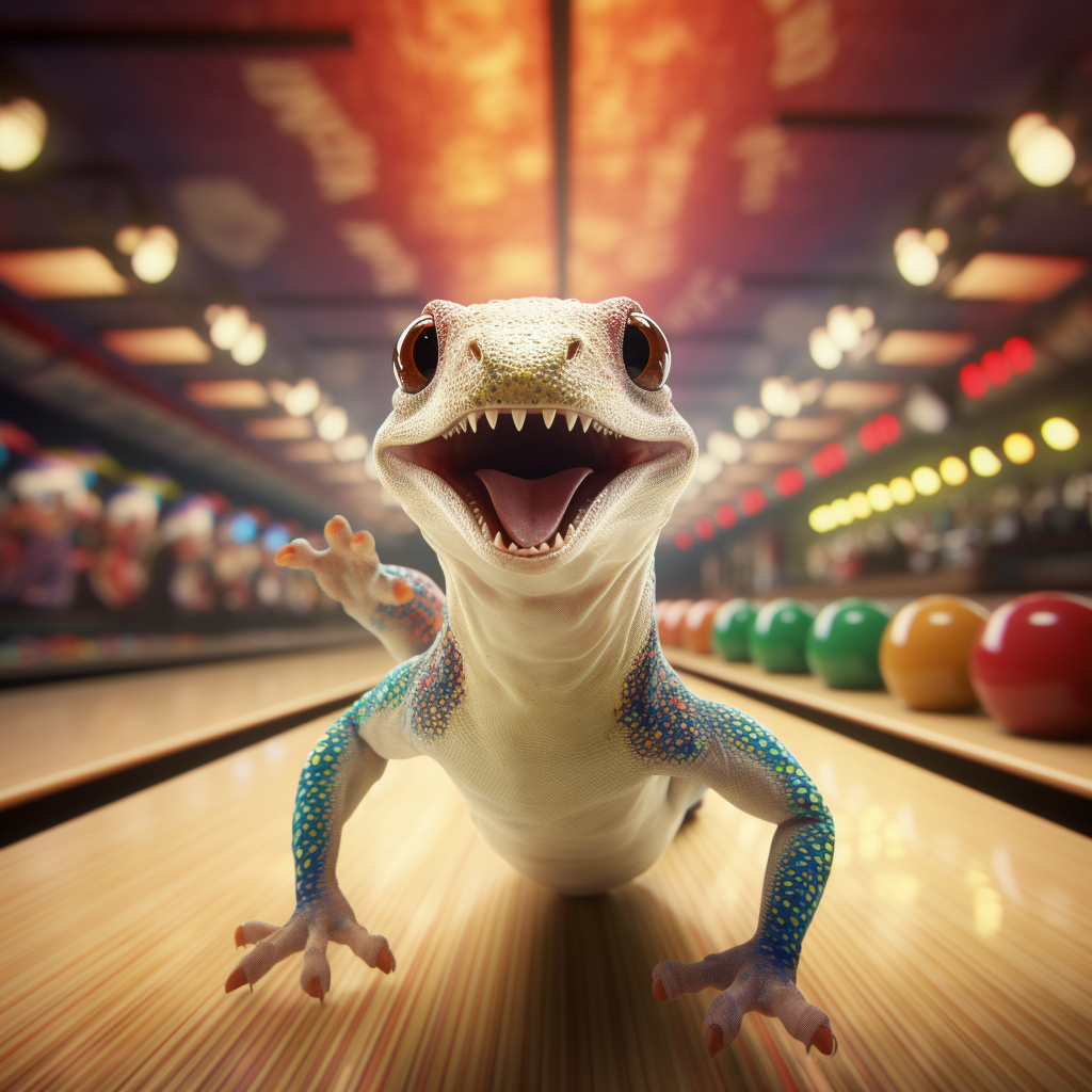 Exciting Gecko Bowling Action