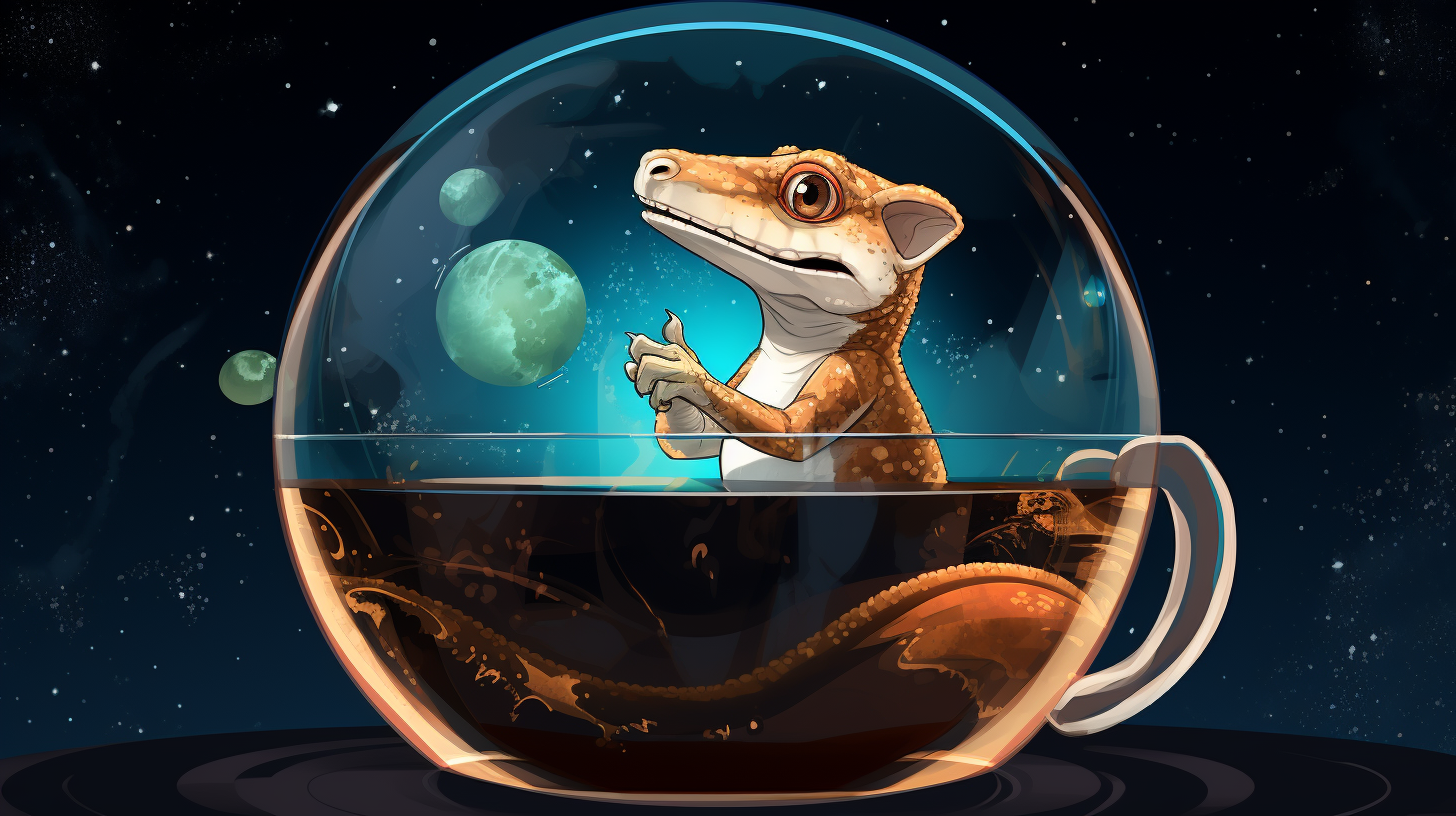 Caffeinated gecko in space