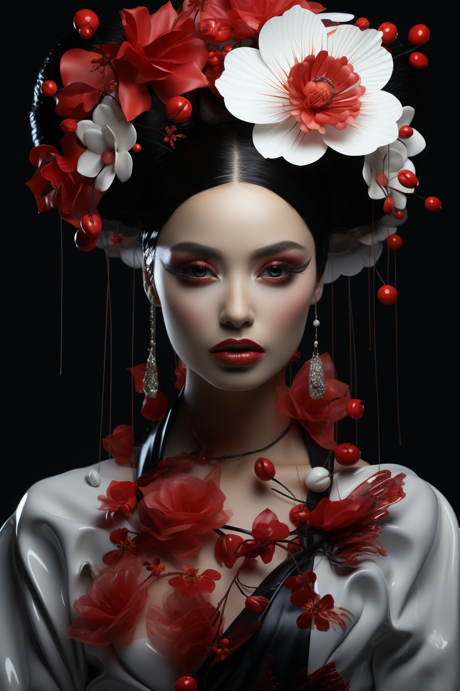 Hyperreal Geisha Face Portrait