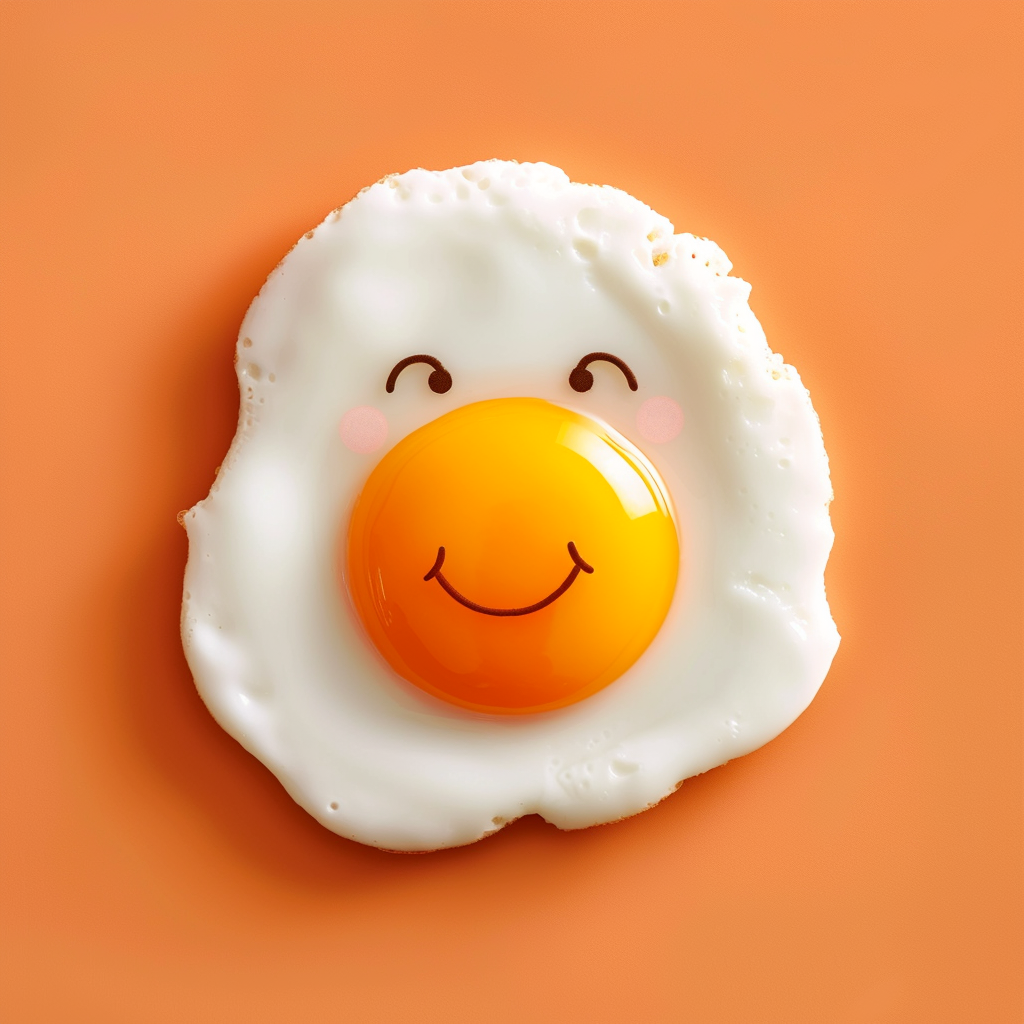 Smiling gel fried egg minimal pastel