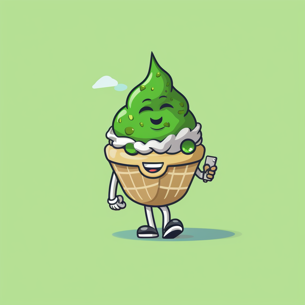 Gelato Icecream Mascot Walking and Smoking Cannabis