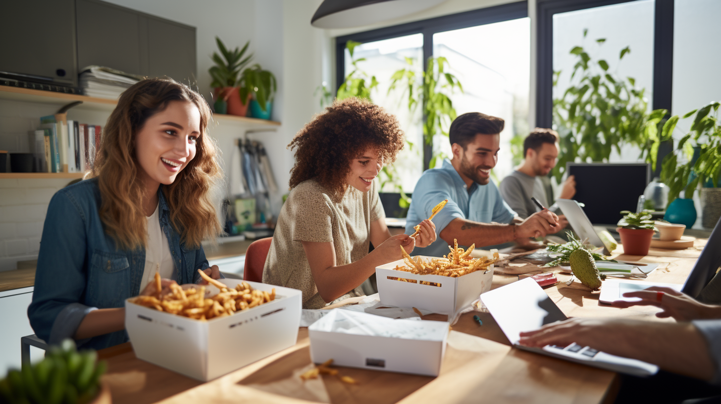 Gen Z Friends Eating Penne