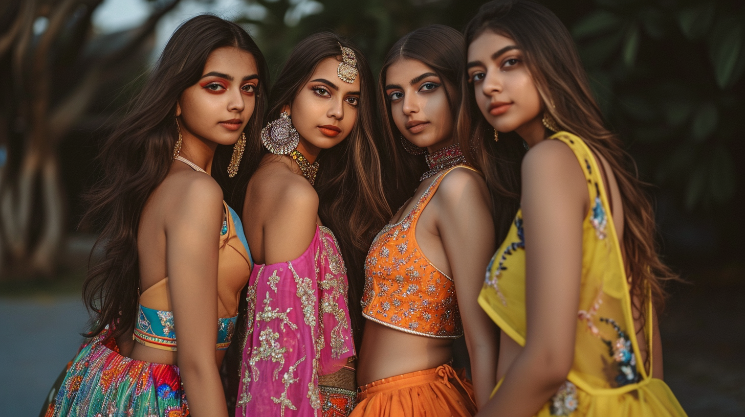 Pretty Gen Z Indian girls in western party clothes