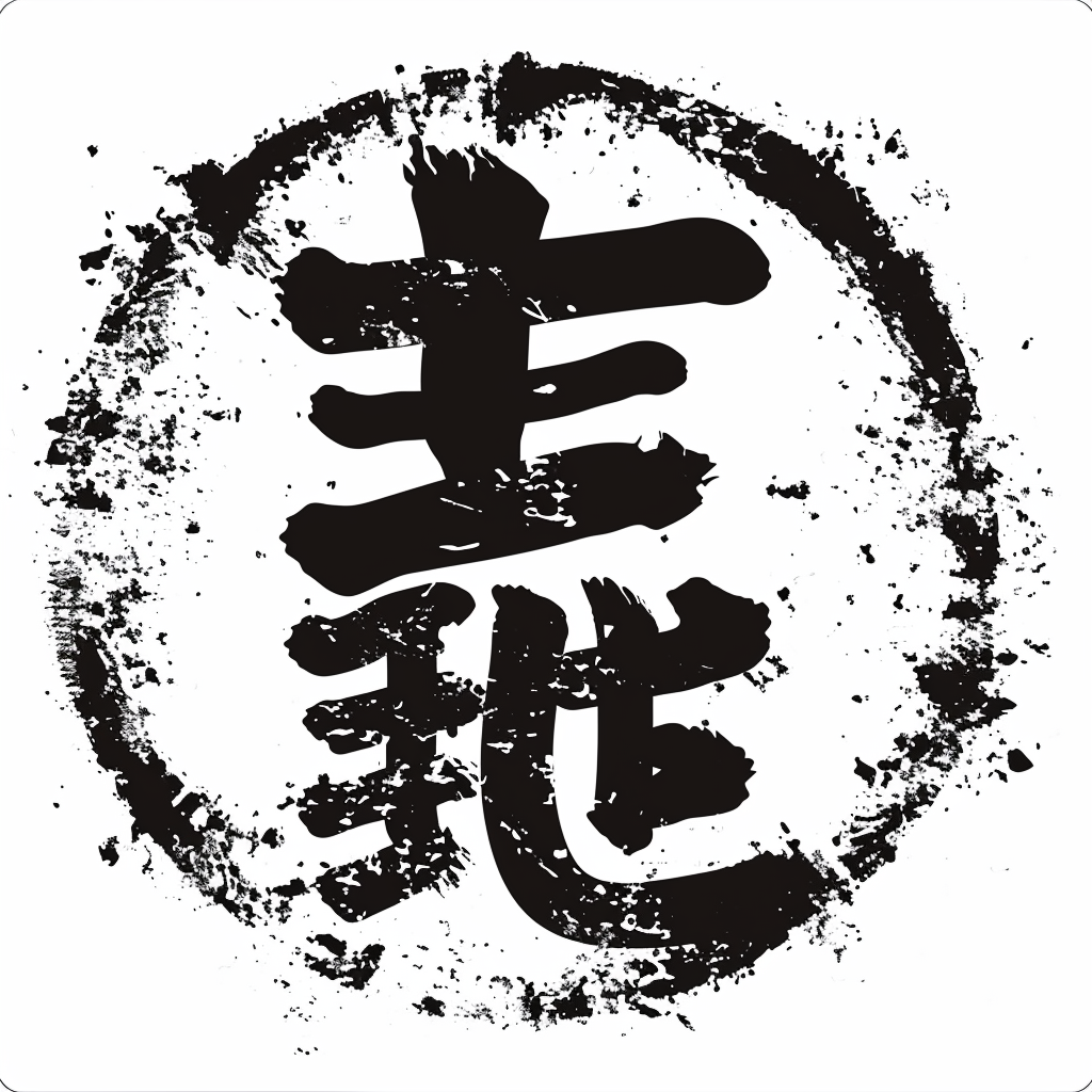 Japanese symbol with black and white color and margin