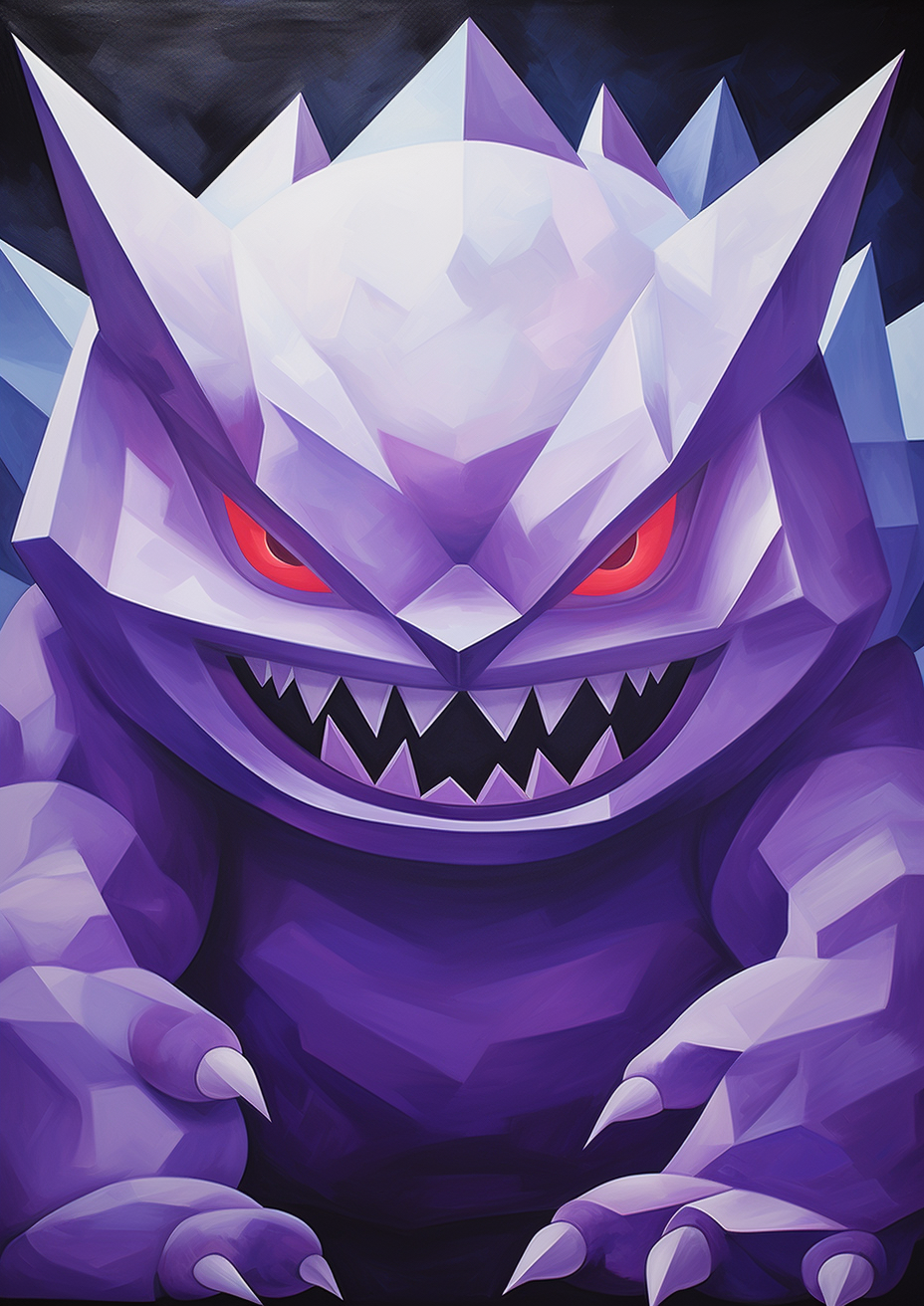 Minimalist Gengar in Psycho Cubism Forms