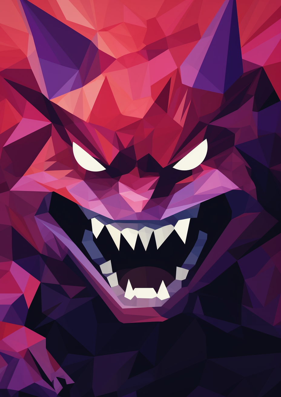 Gengar's Psychotic Cubism in Minimalist Abstract Form