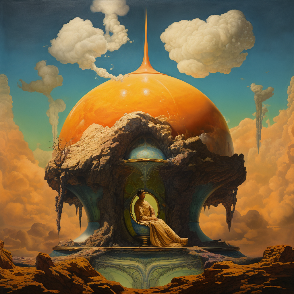 Enchanting genie inside dome artwork