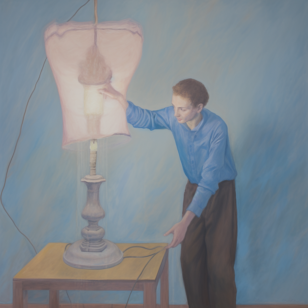 Colorful oil pastel painting of the genius lamp