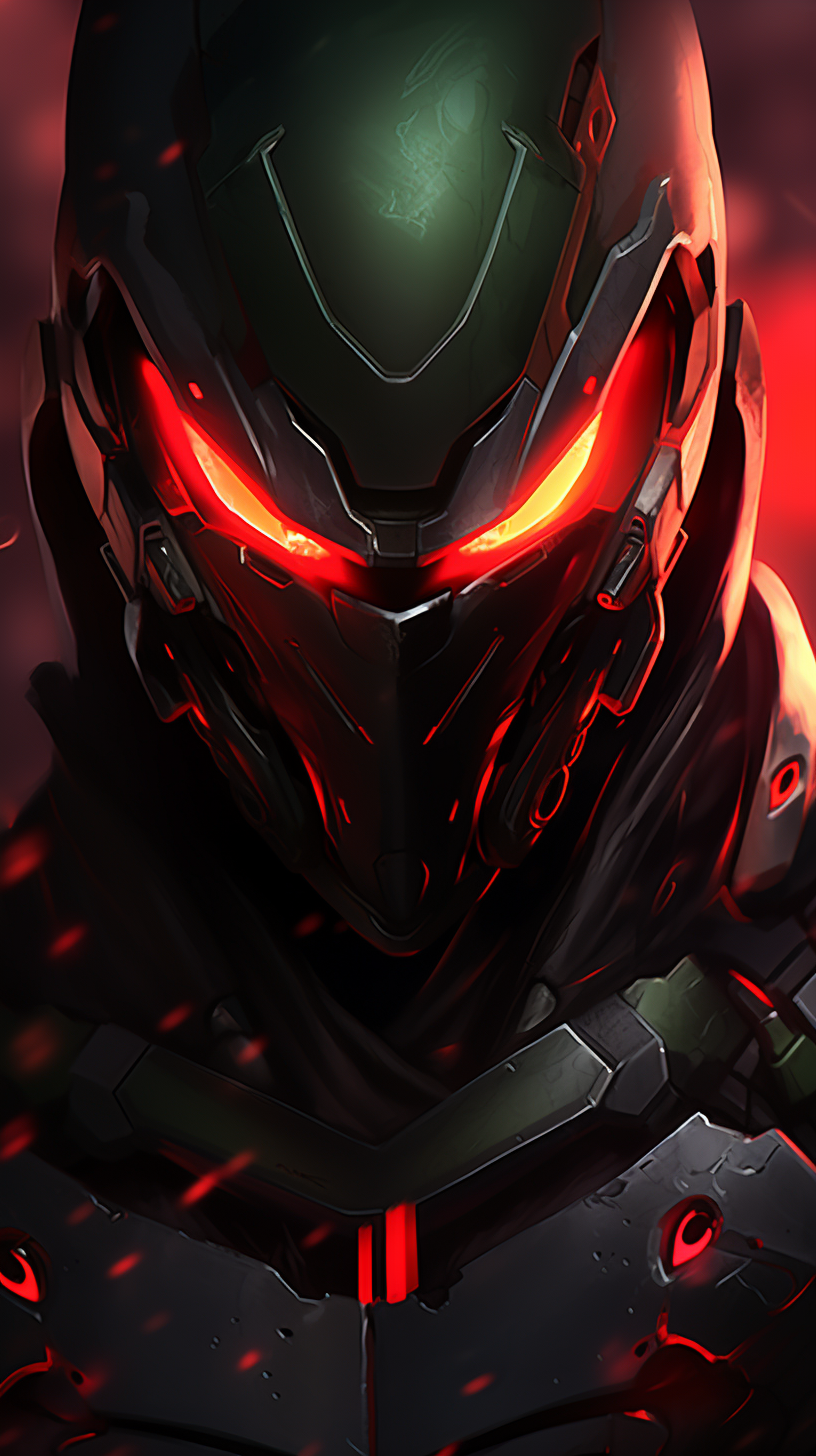 Genji with Glowing Red Eyes in Overwatch