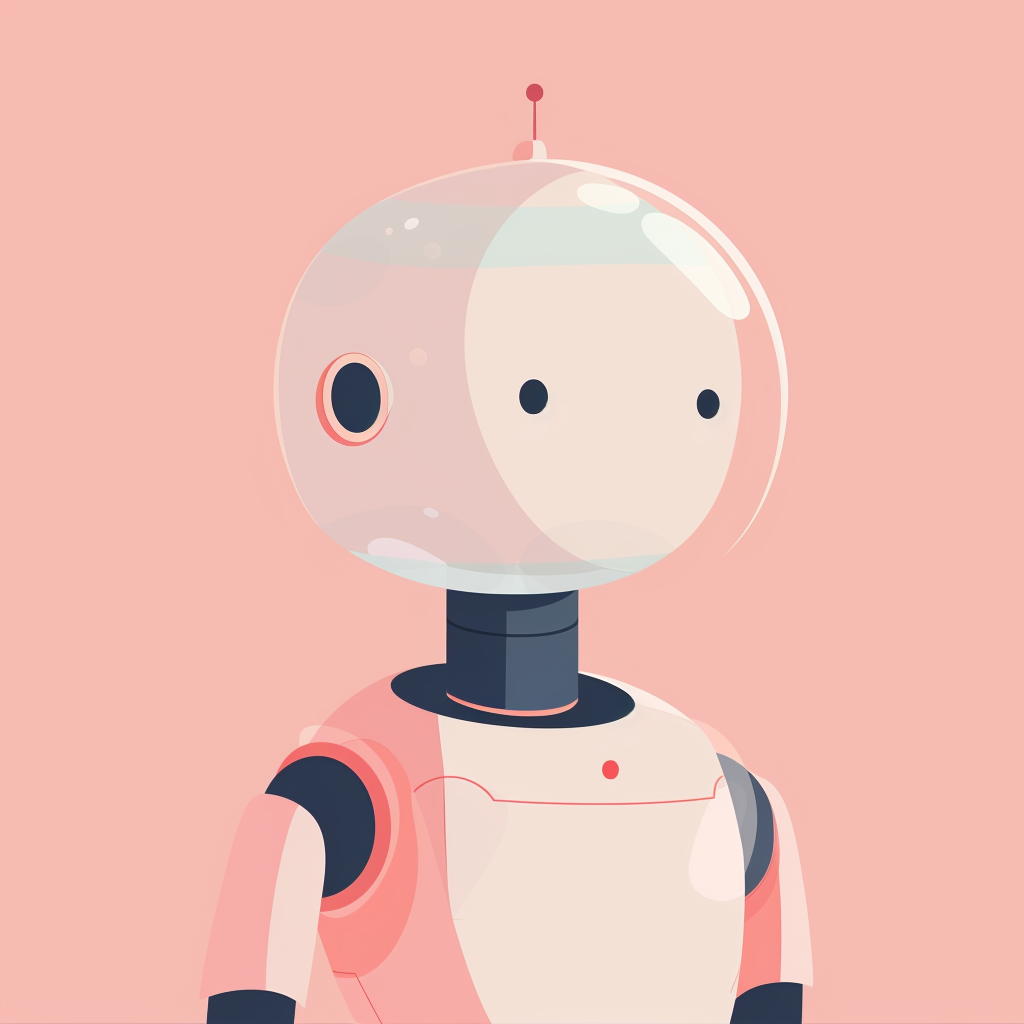 Cute Pink Robot Vector Illustration