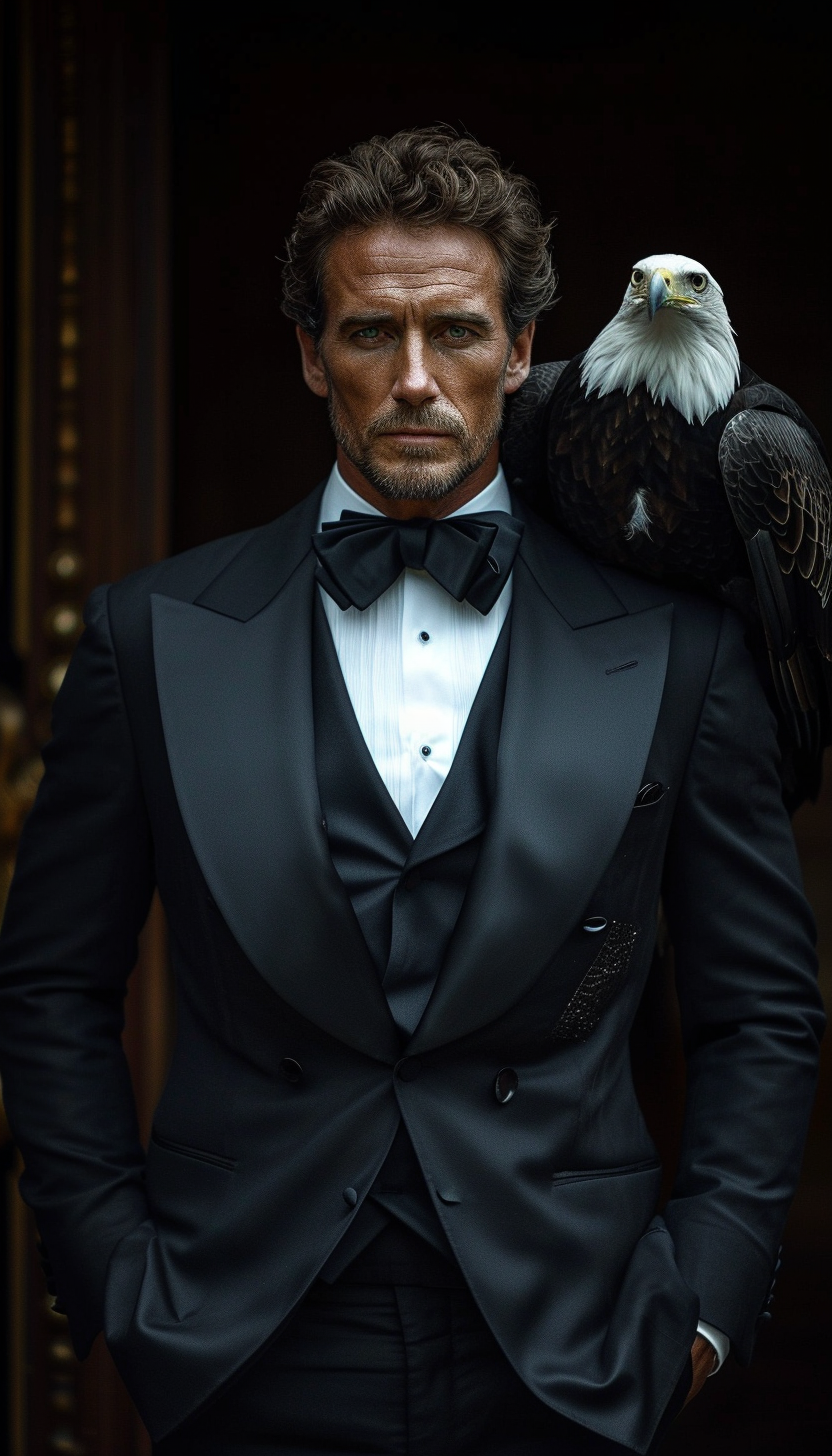 Luxurious gentleman in bond suit vest