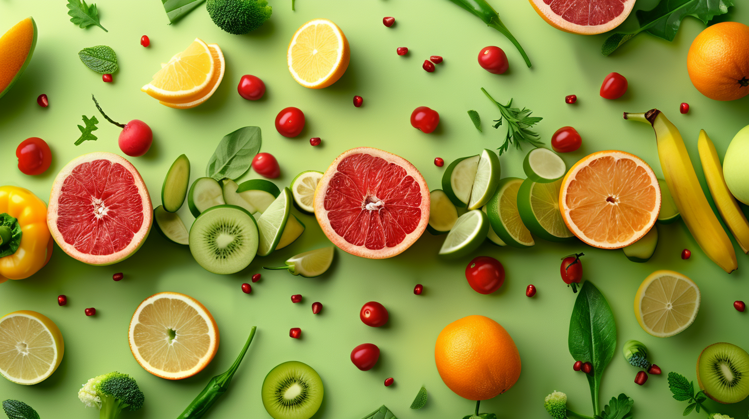 Geometric Fruits Vegetables Art Background