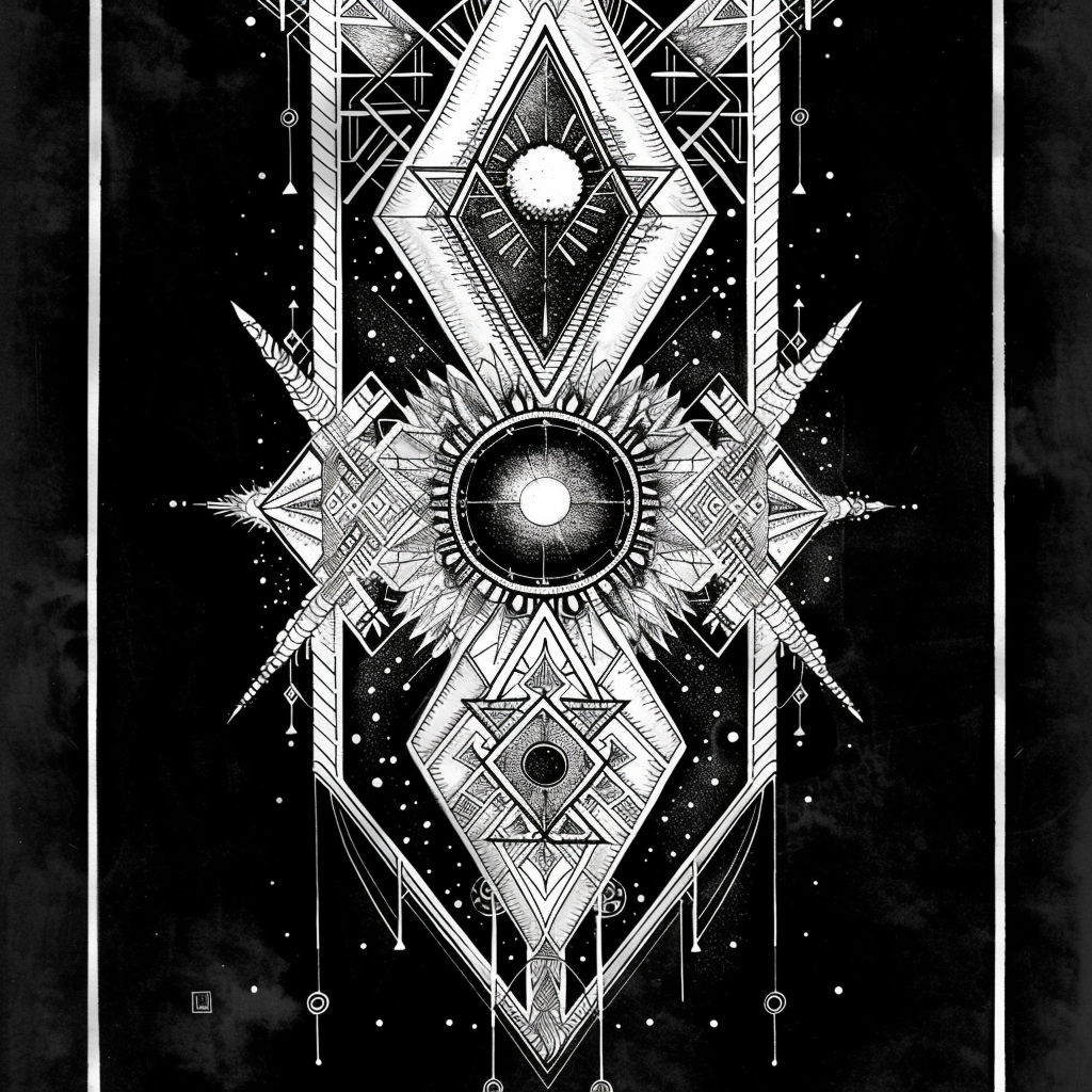 black white tarot card design