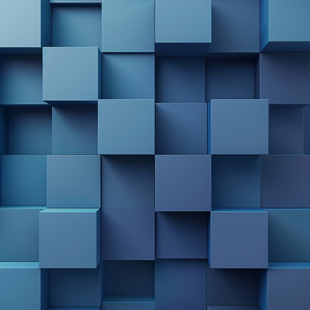 Stacked blue geometric pattern boxes