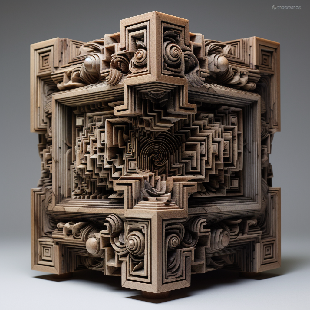 Abstract geometric cube sculpture