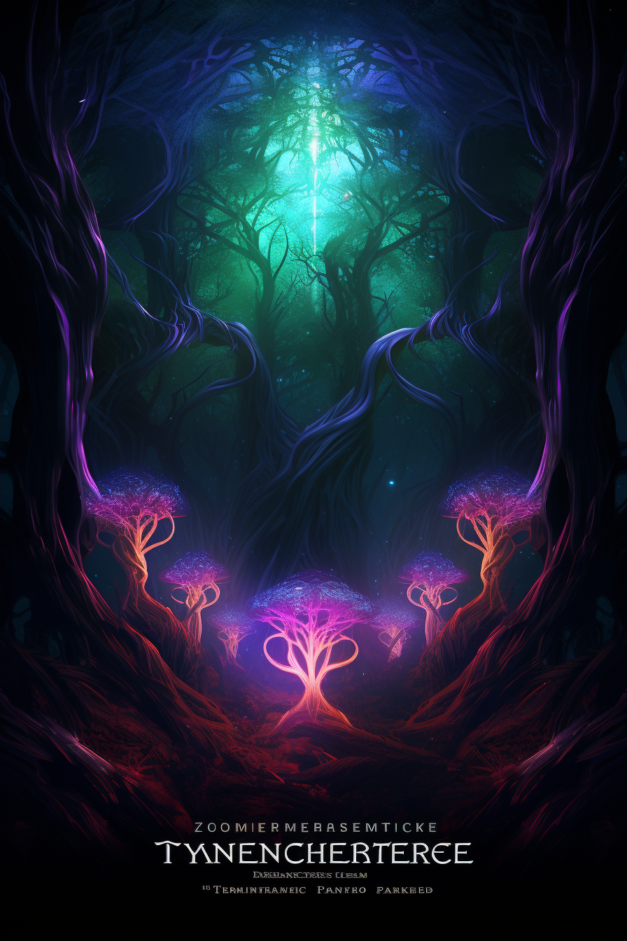 Geometric Dark Psychedelic Forest Artwork