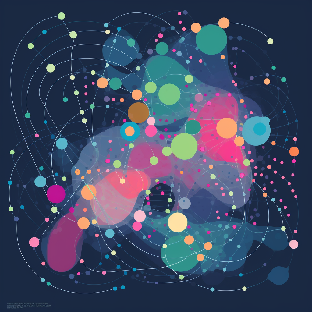 Colorful interconnected data points map