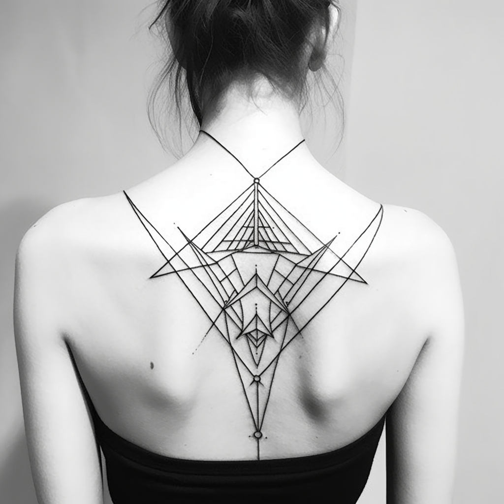 Geometric fine line tattoo design