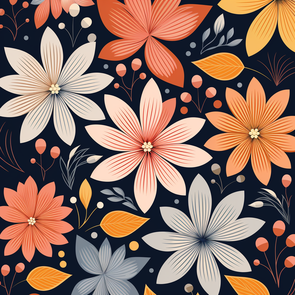 Minimalistic geometric floral pattern in bright colors