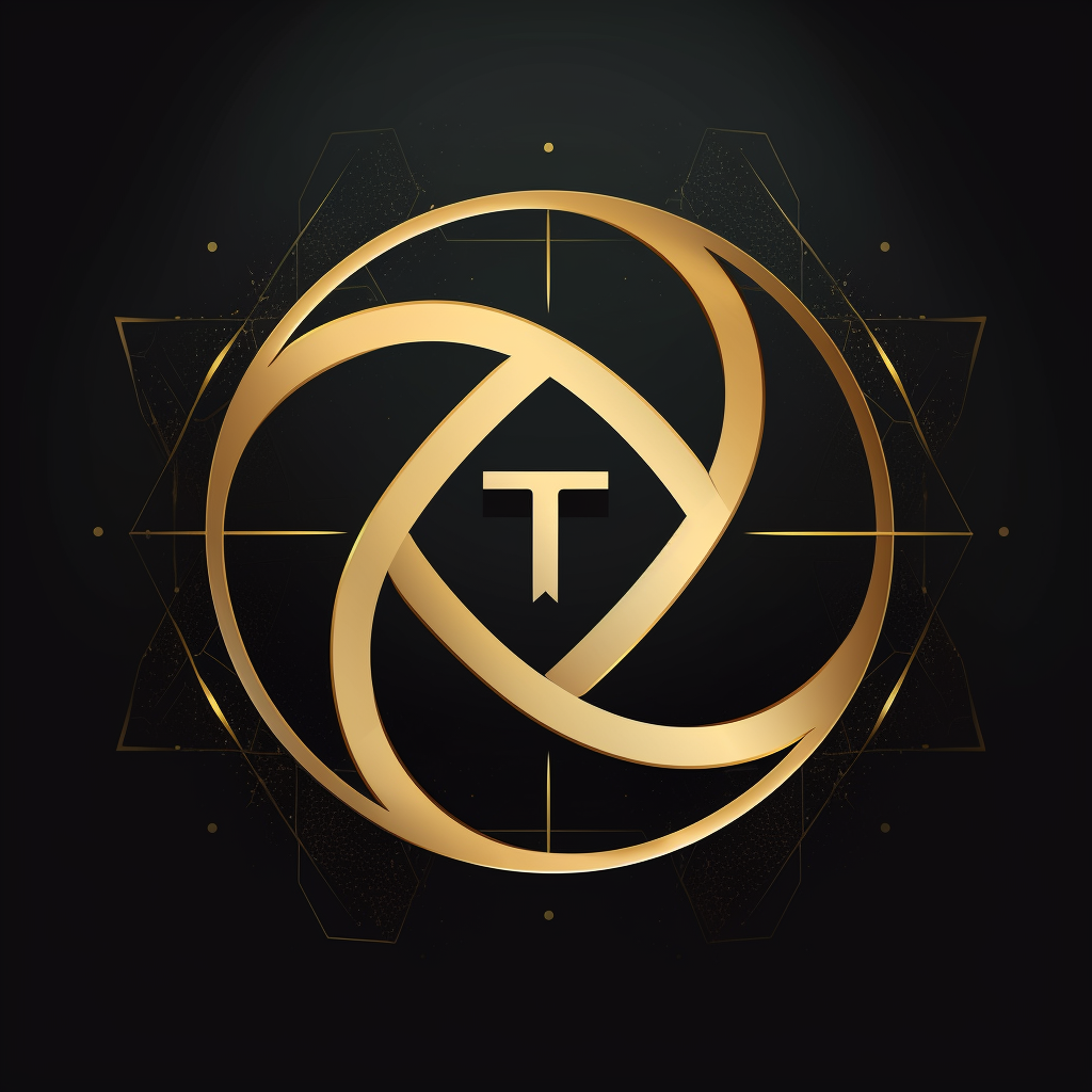 Geometric Futuristic Logo with 'T' and Infinity Symbol